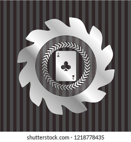 ace of clover icon inside silver badge