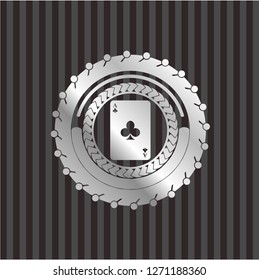 ace of clover icon inside silver badge