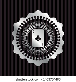 ace of clover icon inside silver badge