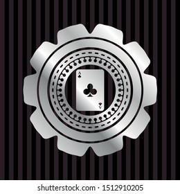 ace of clover icon inside silver badge