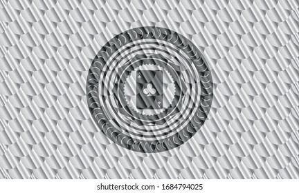 as de icono de trébol dentro de la placa de color plata. Patrón de escalas. Ilustración vectorial. Detallado.