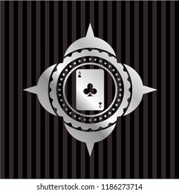 ace of clover icon inside silvery emblem