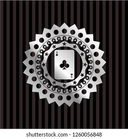ace of clover icon inside silvery badge