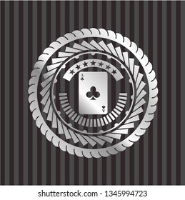 ace of clover icon inside silvery emblem