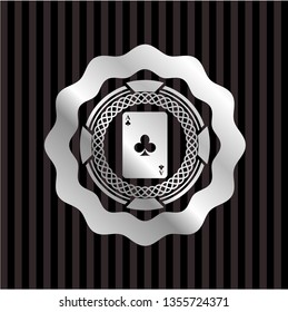 ace of clover icon inside silvery shiny badge