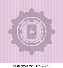 ace of clover icon inside vintage pink emblem