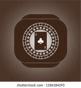 ace of clover icon inside vintage wood emblem