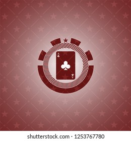 ace of clover icon inside vintage red emblem