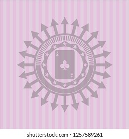 ace of clover icon inside vintage pink emblem