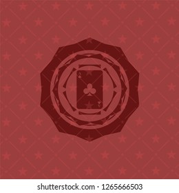 ace of clover icon inside vintage red emblem