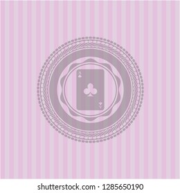 ace of clover icon inside vintage pink emblem