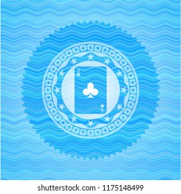 ace of clover icon inside water wave badge.