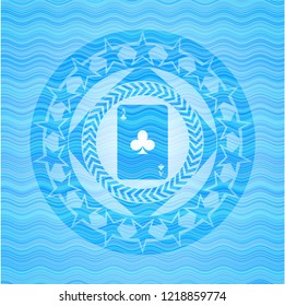 ace of clover icon inside water wave representation emblem background.