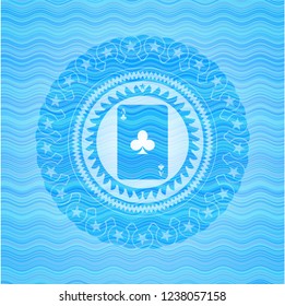 ace of clover icon inside water wave concept badge background.