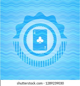 ace of clover icon inside water wave representation style emblem.