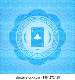 ace of clover icon inside water wave representation style badge.