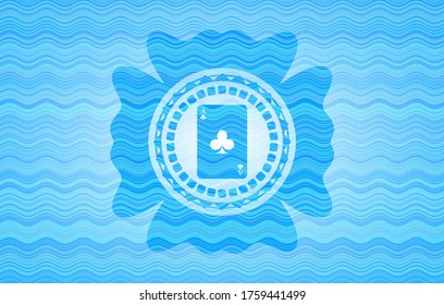 ace of clover icon inside water wave representation style badge. 