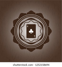 ace of clover icon inside wood emblem. Retro