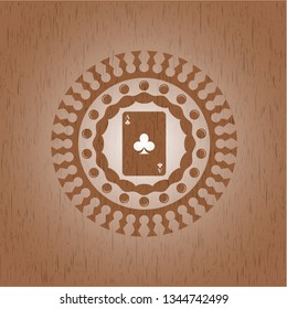 ace of clover icon inside wood emblem. Retro