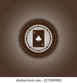 ace of clover icon inside wood signboards. 