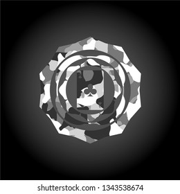 ace of clover icon on grey camouflaged pattern