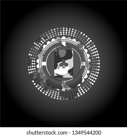ace of clover icon on grey camouflage pattern