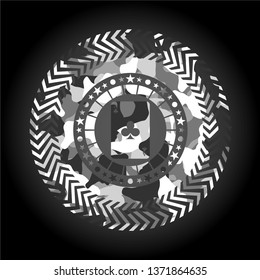 ace of clover icon on grey camo texture