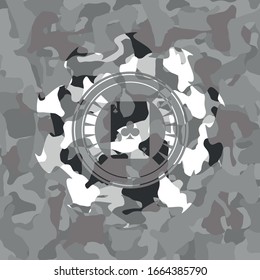 ace of clover icon on grey camouflage texture