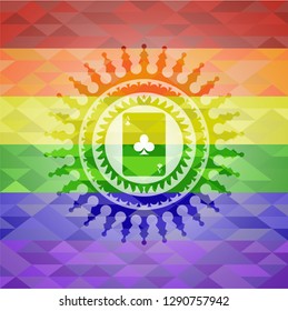 ace of clover icon on mosaic background with the colors of the LGBT flag