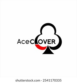 Ace clover poker club text logo design.