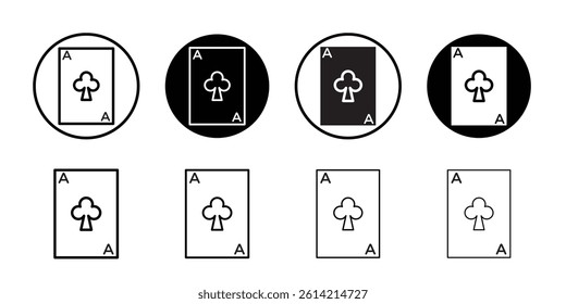 Ace of Clubs icon Black and white outline vector