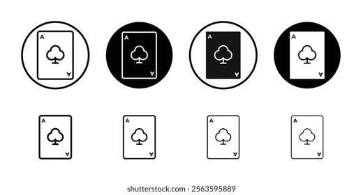 Ace of Clubs icon Flat outline fill set collection