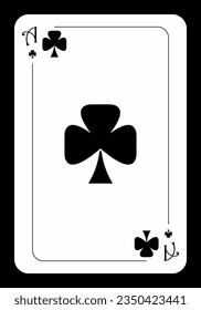 Ace of clubs original playing card design on black background. Vector illustration