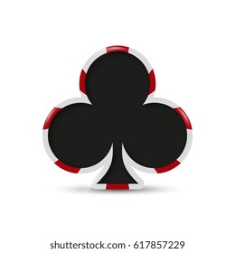 Ace of clubs. Playing card club suit. Game icon. Logo for poker and casino. Realistic vector illustration