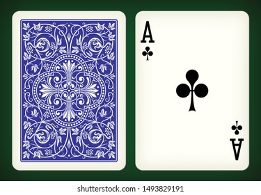 Ace of clubs - playing cards vector illustration