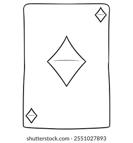 ace of diamond card illustration hand drawn outline vector