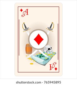 Ace diamond cards game play casino poker, red, vector, club