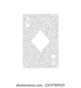 The ace of diamond symbol filled with black dots. Pointillism style. Vector illustration on white background