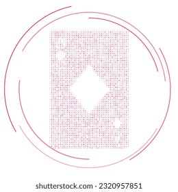 The ace of diamond symbol filled with pink dots. Pointillism style. Vector illustration on white background