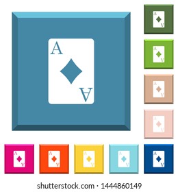 Ace of diamonds card white icons on edged square buttons in various trendy colors