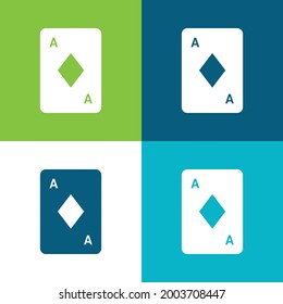 Ace Of Diamonds Flat four color minimal icon set
