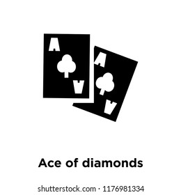 Ace of diamonds icon vector isolated on white background, logo concept of Ace of diamonds sign on transparent background, filled black symbol