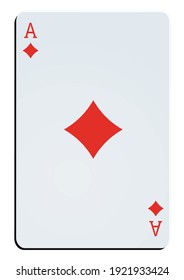 Ace Of Diamonds On White Background 