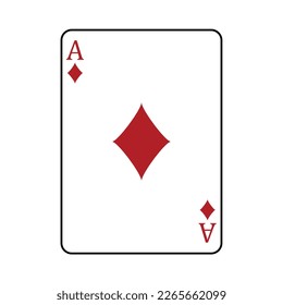 Ace of Diamonds playing card, vector illustration isolated on white background