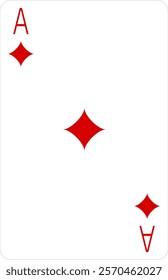 Ace of diamonds playing card. Vector illustration on transparent background.