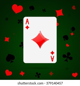  Ace of diamonds. Playing card. Vector illustration