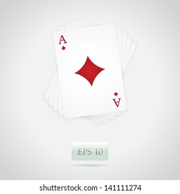 Ace of Diamonds at the top of the deck of cards