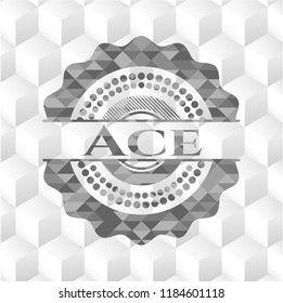 Ace grey badge with geometric cube white background