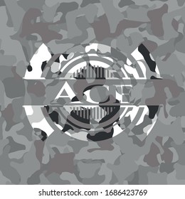 Emblema gris de camo. Ilustración vectorial.