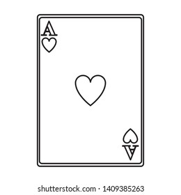 ace of hearts card icon cartoon black and white vector illustration graphic design